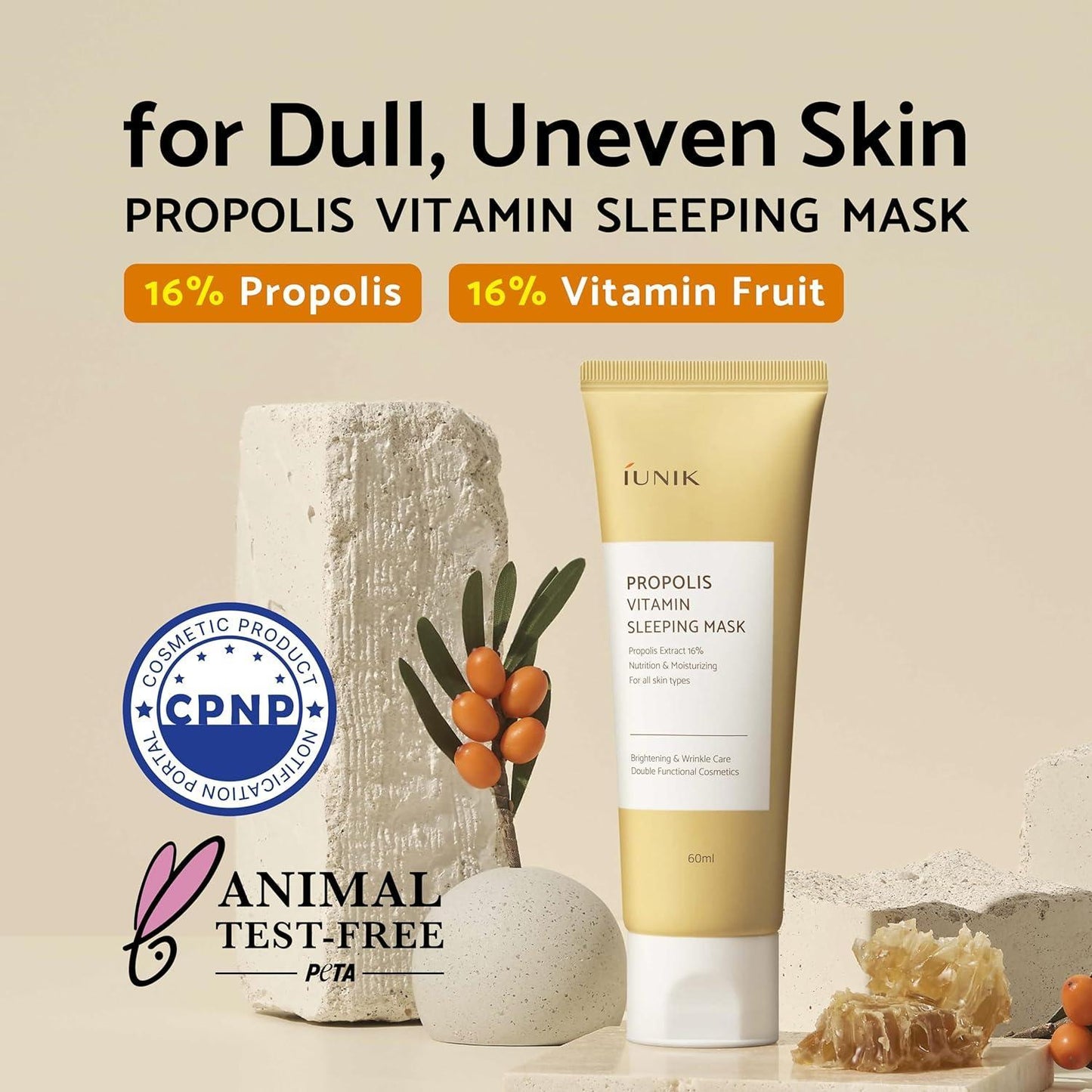 Propolis Vitamin Sleeping Mask 60ml – Cruelty-Free | Hanara