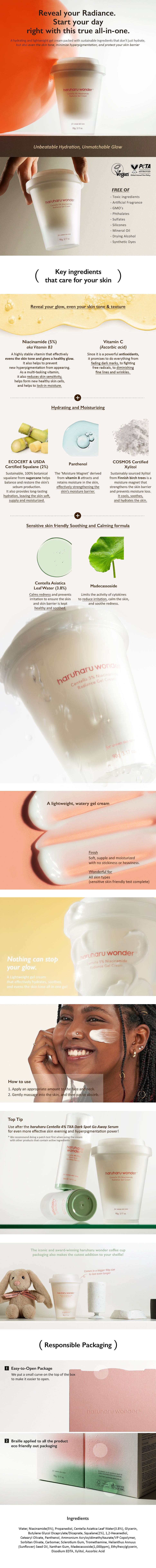 Centella 5% Niacinamide Radiance Gel Cream 90g – Cruelty-Free | Hanara
