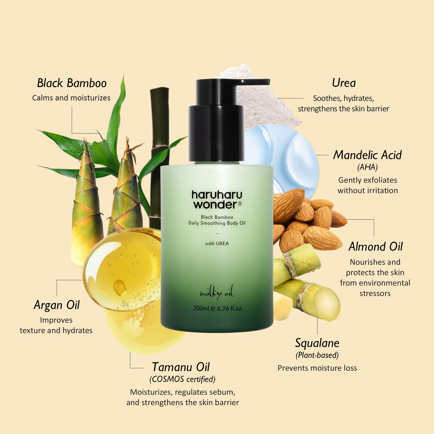 Black Bamboo Daily Soothing Body Oil 200ml – Cruelty-Free | Hanara