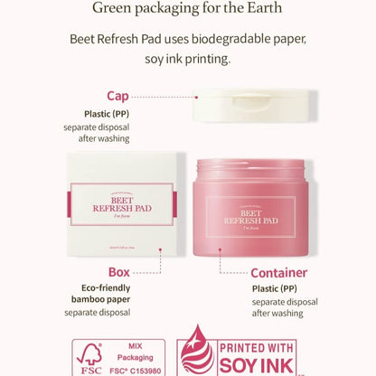 Beet Refresh Pad - 60 Sheets – Cruelty-Free | Hanara